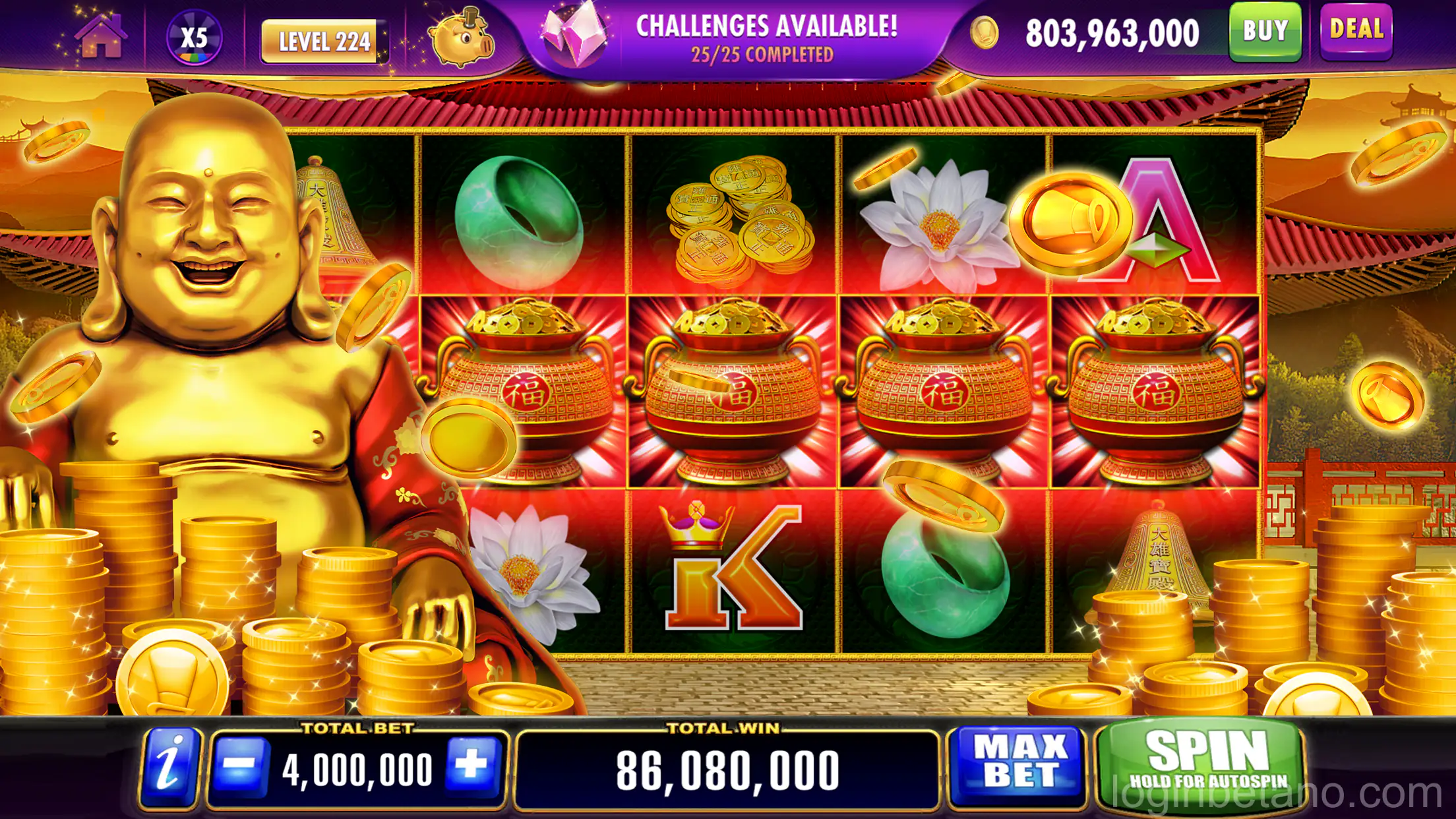 Interface do jogo no aplicativo Betano